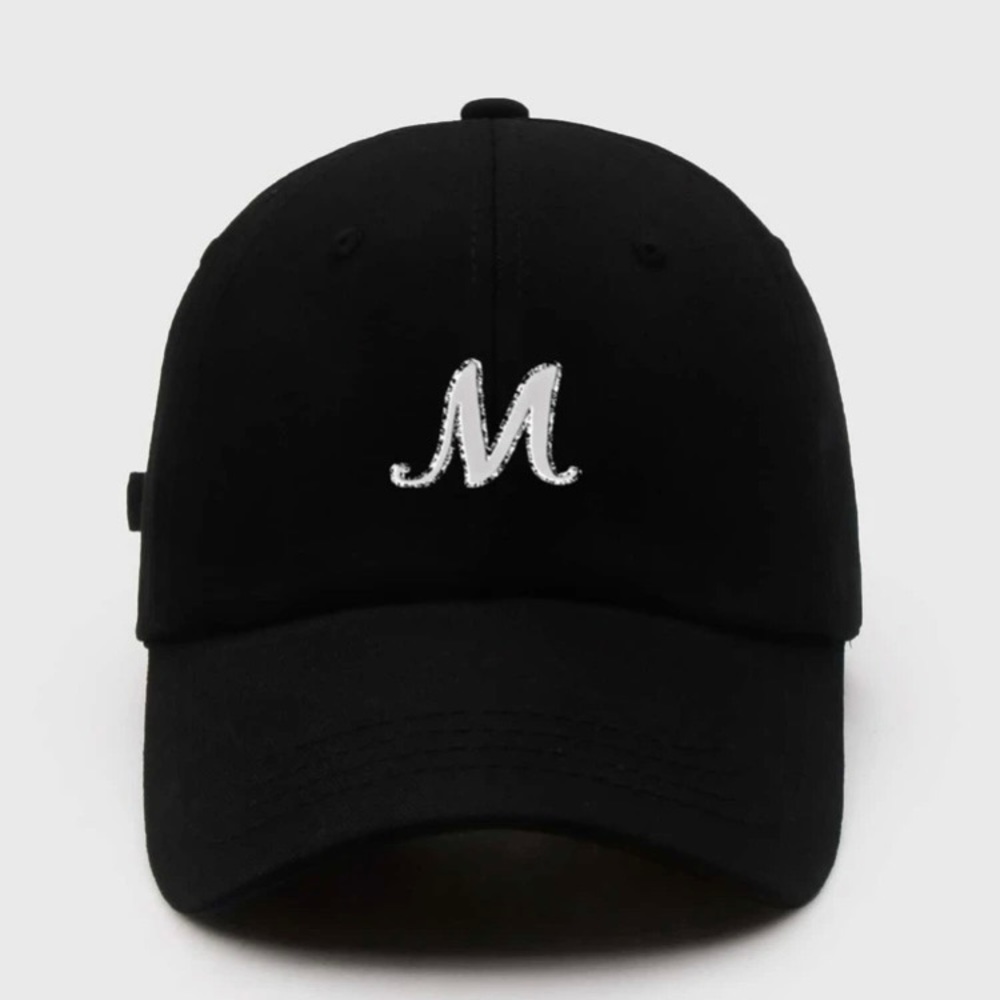 Black Hat With M Initial Adjustable Back